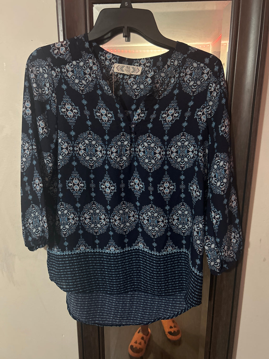 Pink Rose 3/4 sleeve blouse Small