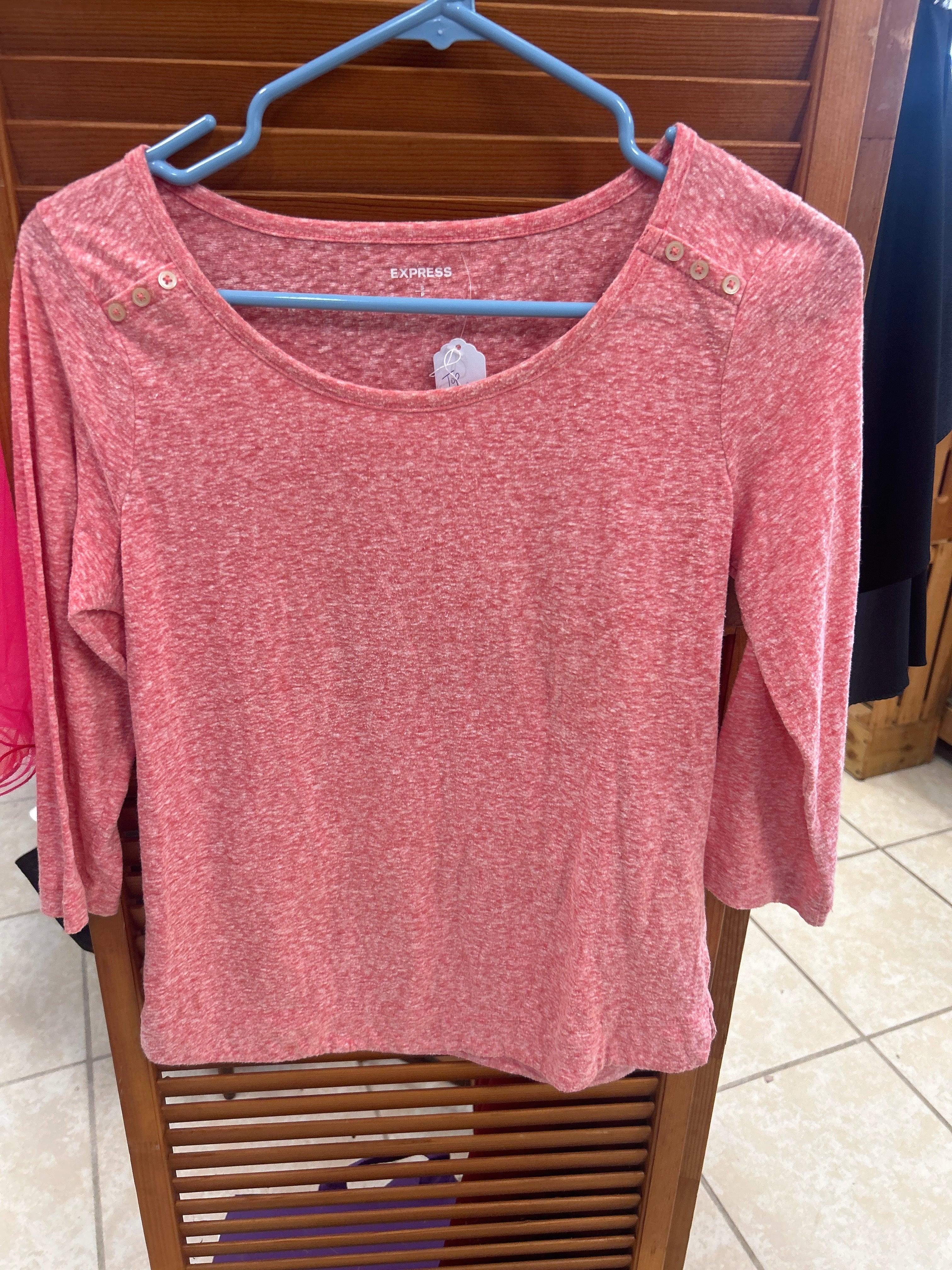 Express pink heathered long sleeve tee shirt SMALL