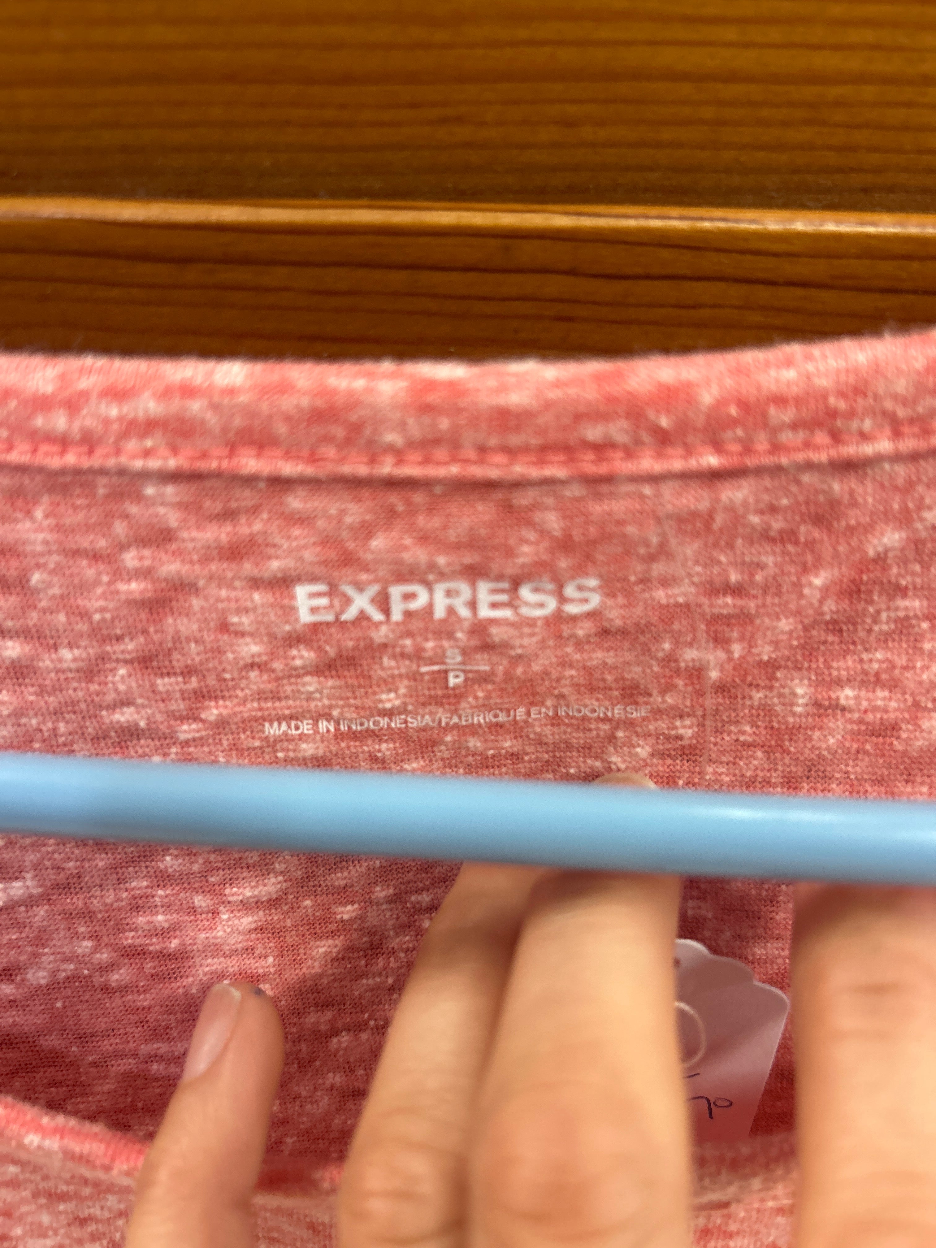 Express pink heathered long sleeve tee shirt SMALL