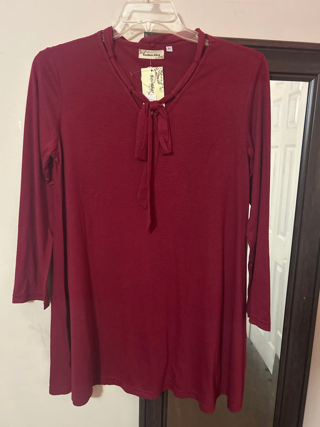 Southern Stitch burgundy tunic NEW MEDIUM