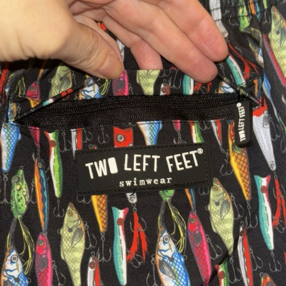 Two Left Feet Lure Me Away Swim Trunks
Size Small