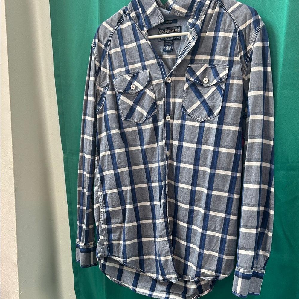 American Rag Blue Plaid Shirt medium