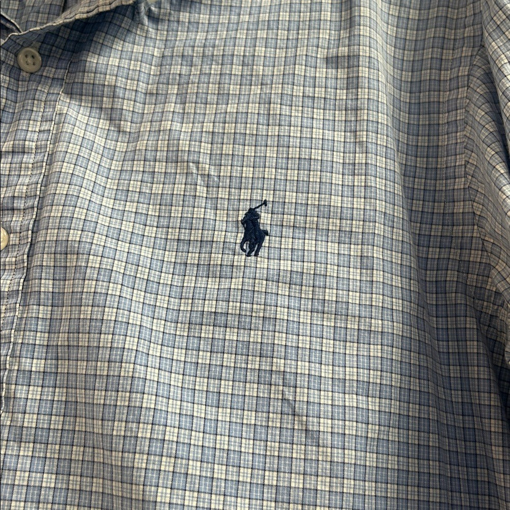 Ralph Lauren Light Blue Plaid Button Down Shirt size 16