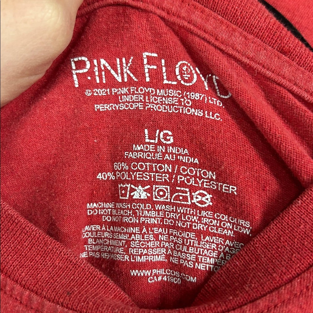 Pink Floyd Red Cotton Blend Tee Large